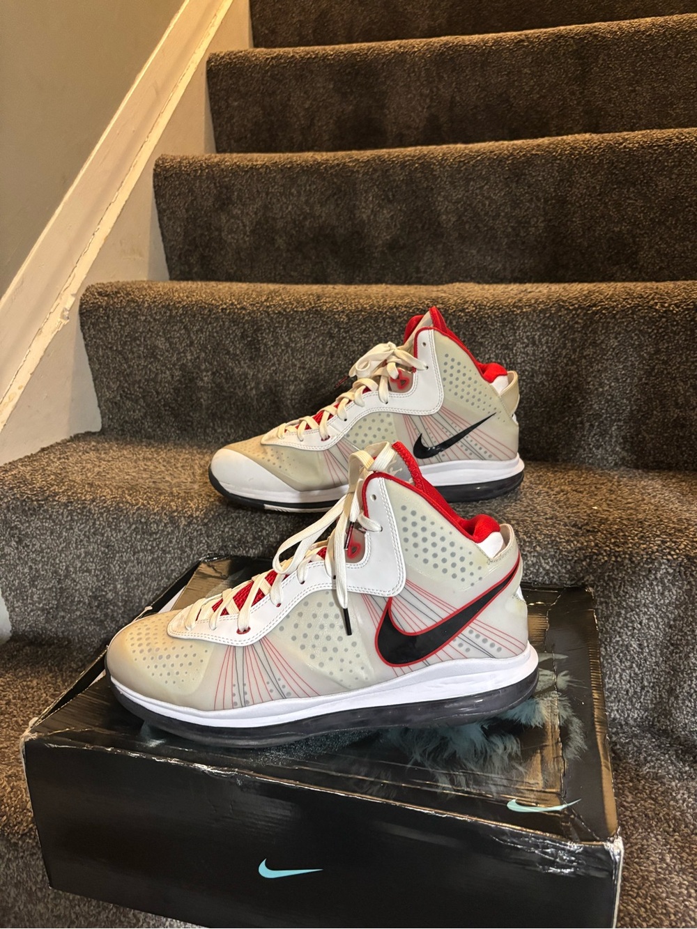 Nike Lebron 8 VIII V/2 Heat Home White Size 13 Sneakers authentic